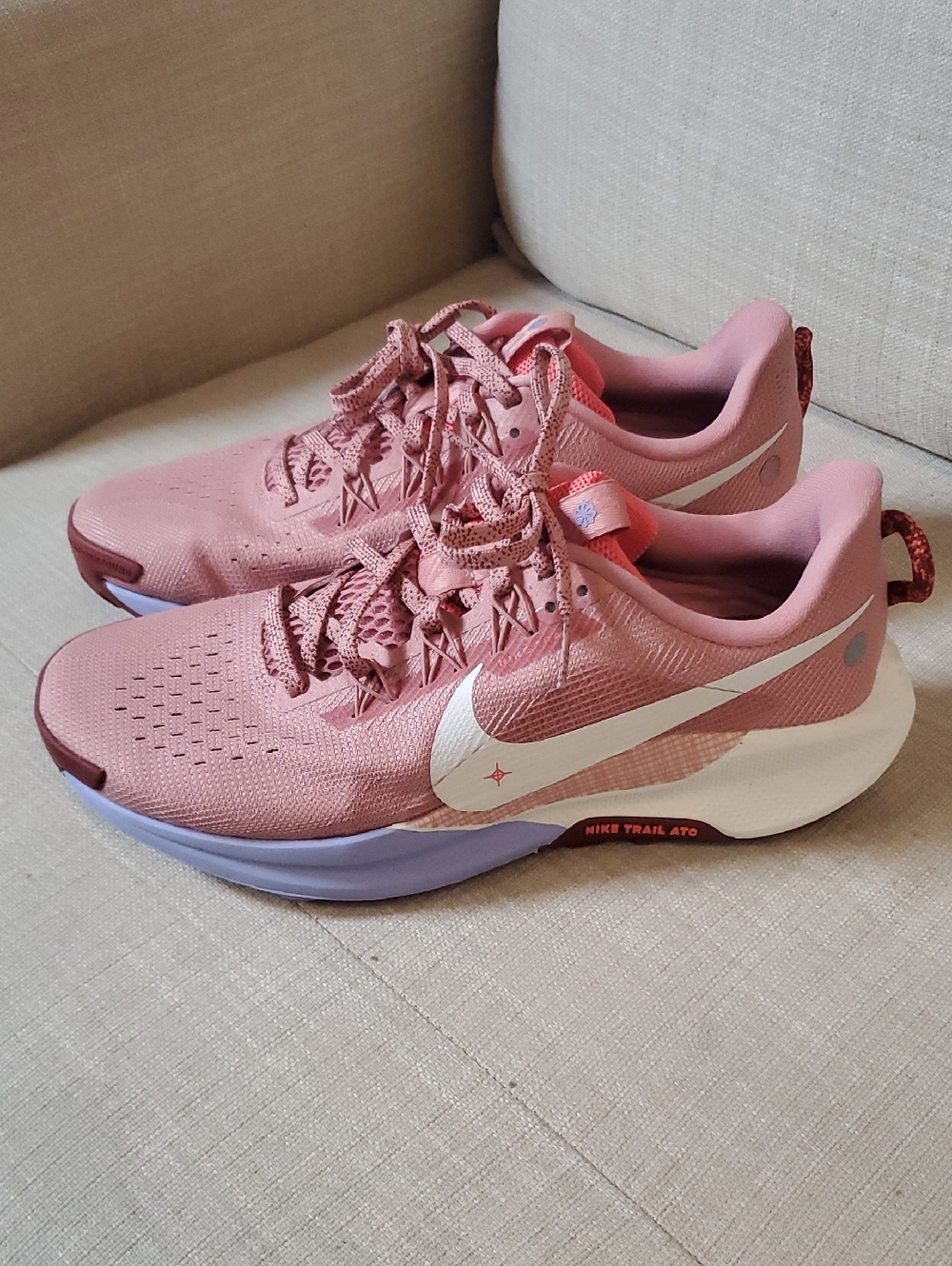 Nike Women's Rose Pink Athletic Trail Shoes with White Swoosh